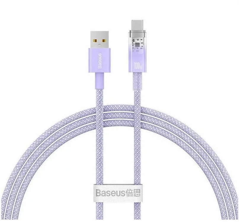 Baseus Cablu Baseus Explorer, USB la USB-C, 100W, 6A, Quick Charge, 1m, Violet