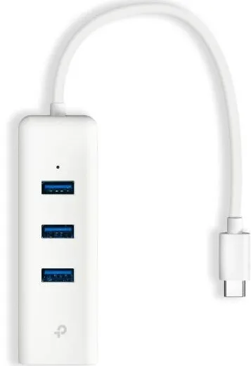 Placa de Retea TP-Link Hub USB Type C TP-Link UE330C, 1 x RJ45 gigabit, 3 x USB 3.0, alb