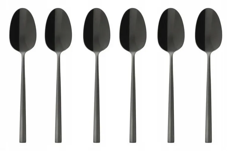 Sambonet Set 6 lingurite espresso Sambonet Rock, inox PVD, negru