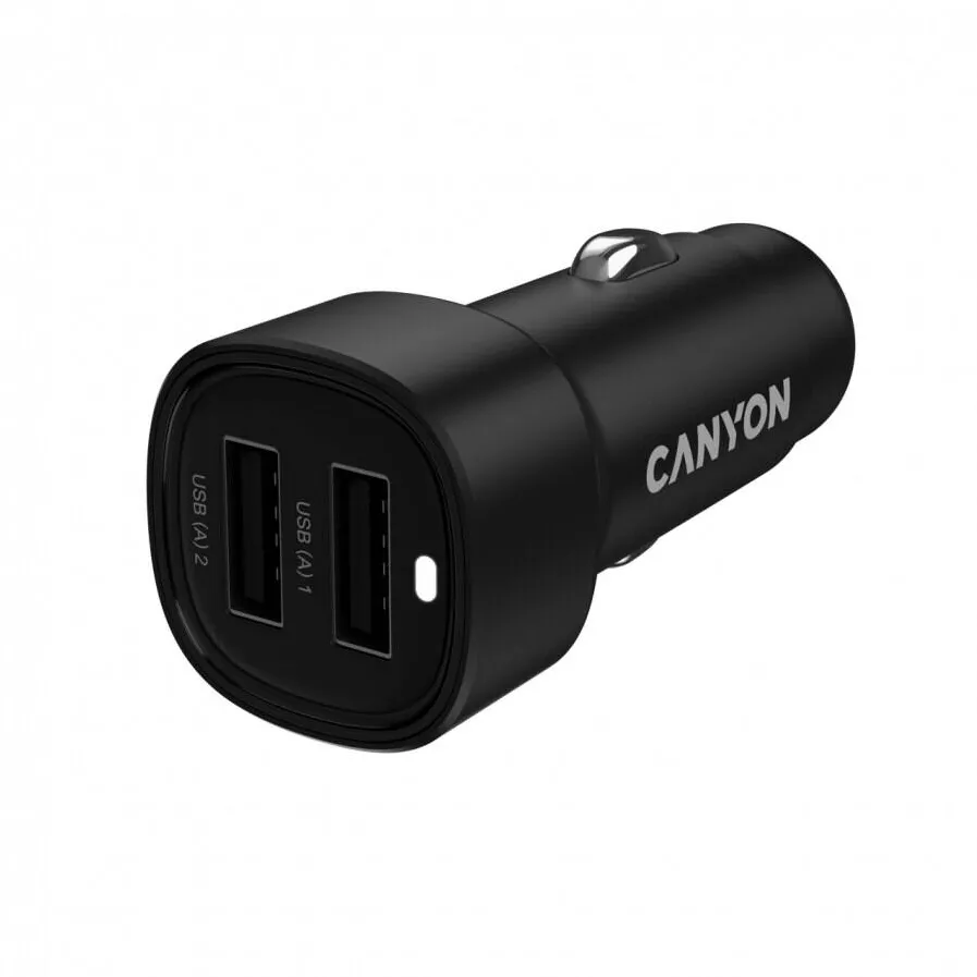 CANYON Incarcator auto Canyon OnDrive 24, 24W, 2xUSB-A, protectie scurtcircuit, compact