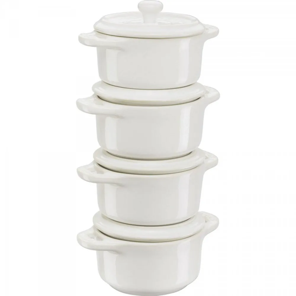 Staub Set 4 oale universale, Ceramica, 200ml, Alb
