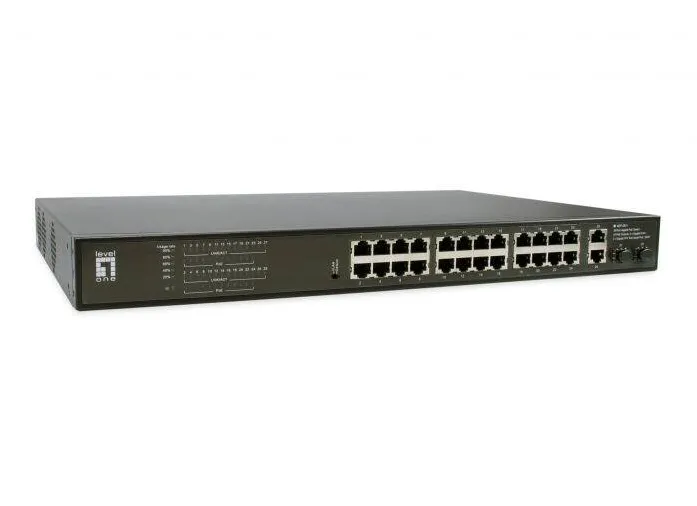 Level One 24x GE GEP-2821 2xGE 2xGSFP 19" 390W 24xPoE+