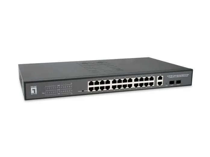 Level One 24x GE GEP-2841 2xGSFP 19" 370W 24xPoE+
