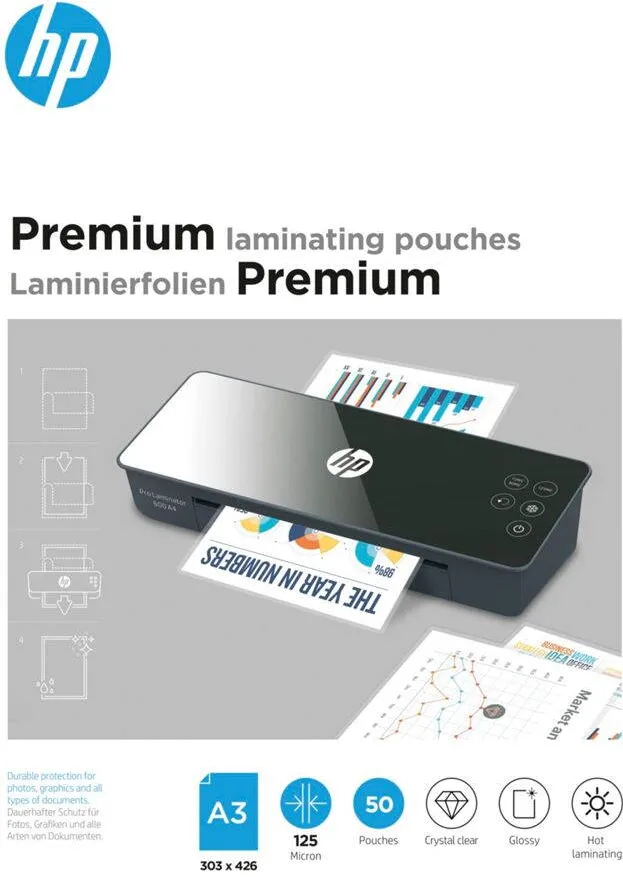 HP Premium Laminating pouches A3 125 Micron