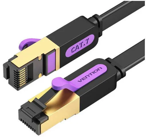 Cablu retea patch plat Vention CAT7 STP 15 m negru