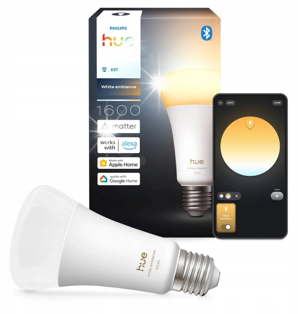 Philips Hue Bec inteligent Philips Hue A60 E27, alb, 11.8W, 1600 lm