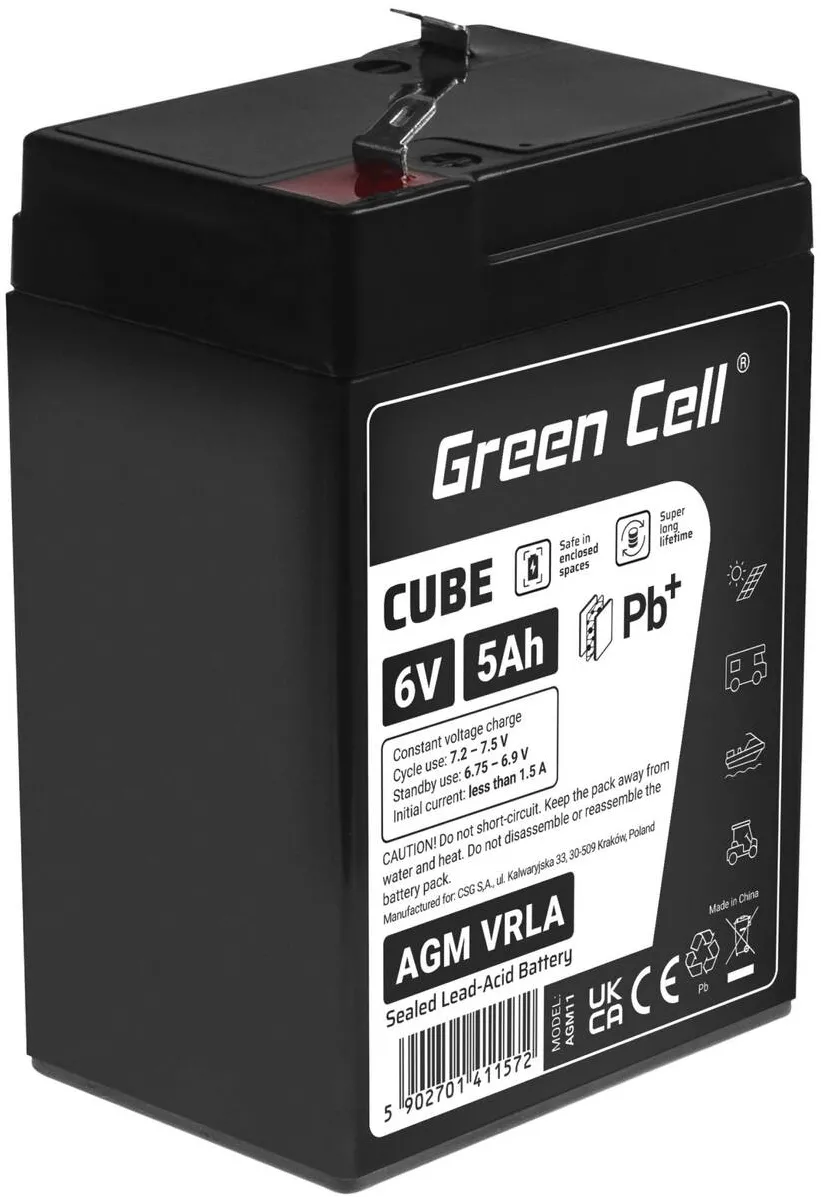 Green Cell Baterie AGM VRLA 6V 5Ah IP54