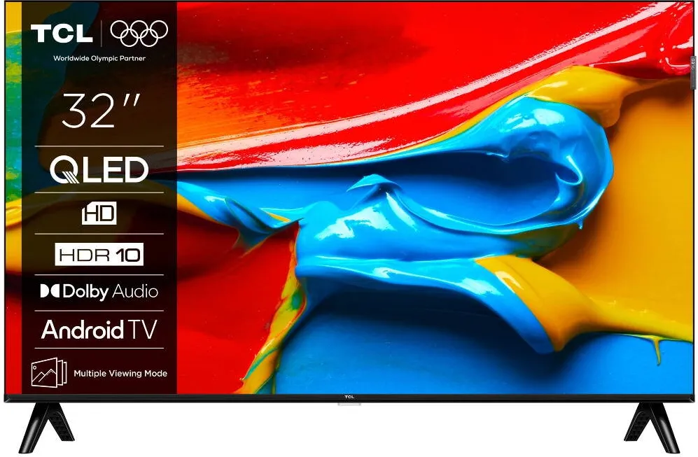 Televizor TCL QLED 32V4C, 80 cm, Smart Google TV, HD
