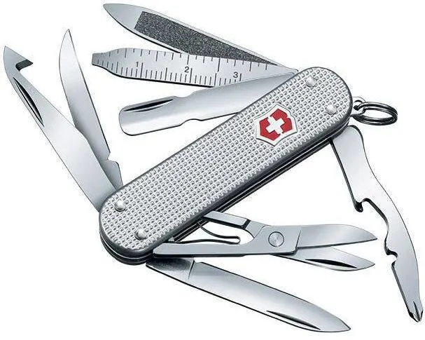 Victorinox Cleste multifunctional, Victorinox, Minichamp Alox, 14 Functii, 5.8 cm, Argintiu