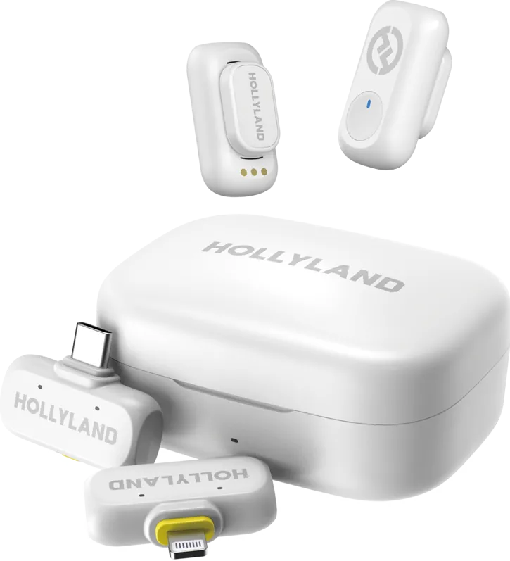 Microfon HOLLYLAND LARK A1 Combo Ivory White, with USB-C RX + Lightning RX + Charging Case