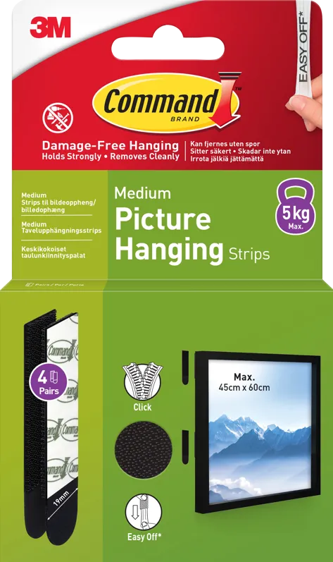 Rama foto 3M 3M Command Strips Black Medium 4 Sets