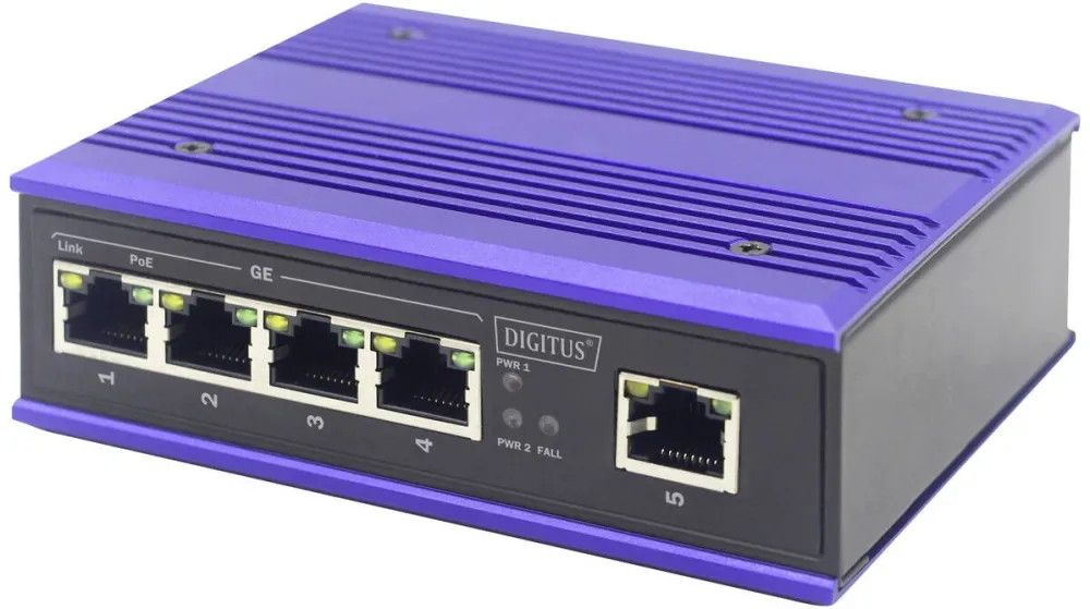 Switch Assmann Ind. 4-Port  Gigabit 30W PoE Unmanaged blau
