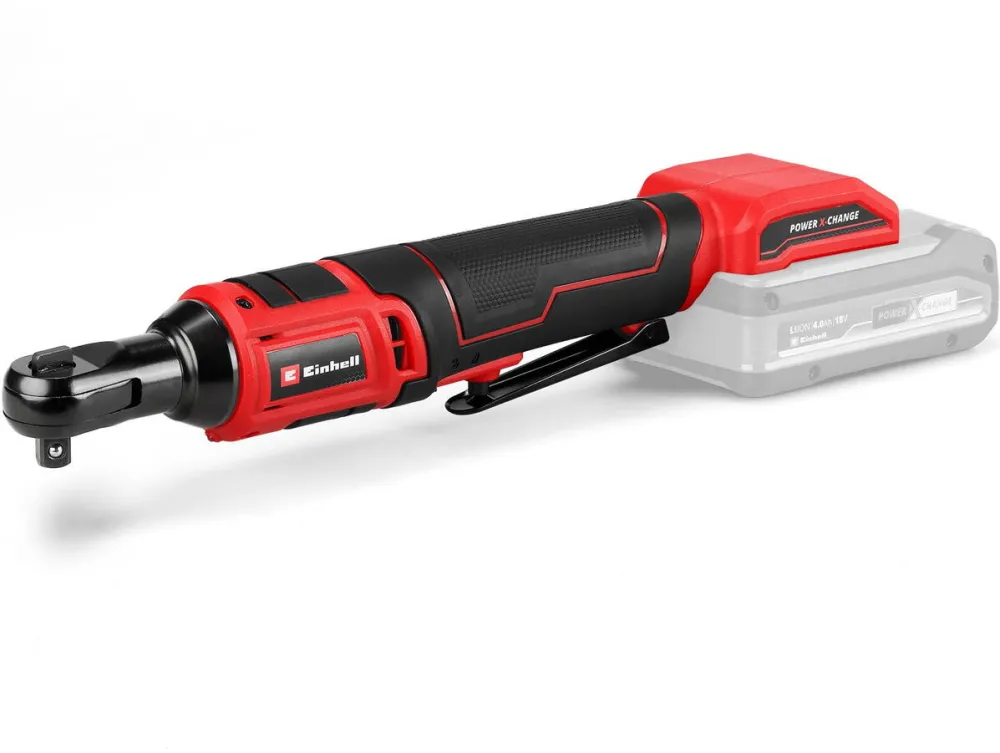 Einhell Cheie cu clichet pe acumulator Einhell TE-RW 18/60 Li-Solo Power X-Change, 18V, 60 Nm, mandrina de 3/8", rotire in ambele sensuri, lumina LED, incl. adaptor de 1/2", fara incarcator si acumulator in setul de livrare