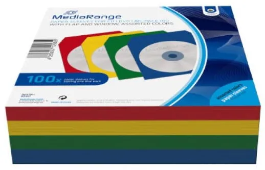 MediaRange CD Paperbag Colorpack 100pcs mit Fenster