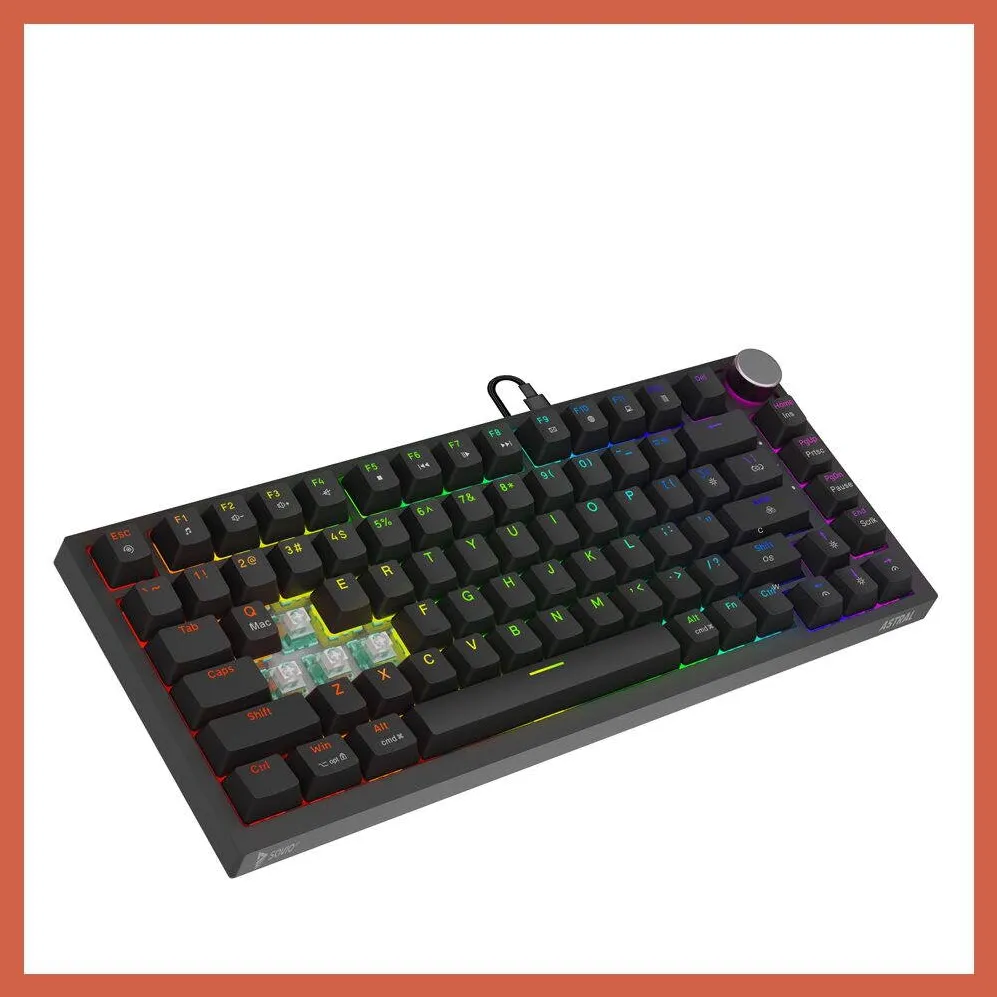 Tastatura SAVIO Tastatura gaming Savio ASTRAL, 75%, 82 taste, iluminare RGB, neagra, cablu 1,8 m