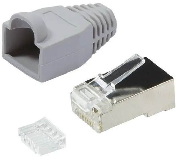 Accesoriu Retea Logilink Plug Connector Cat.6 RJ45 100pcs. set, shielded, grey
