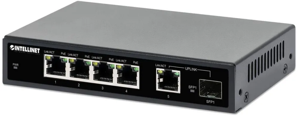 Switch Intellinet 5-Port Gigabit PoE+ 1SFP91W