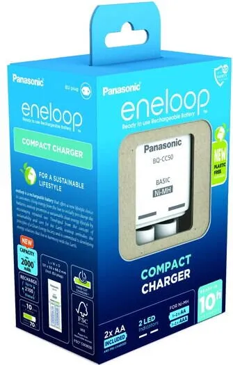 Eneloop Incarcator Basic Include 2 x AA R6 2000mAh K-KJ50MCD20E ECO Plastic Free