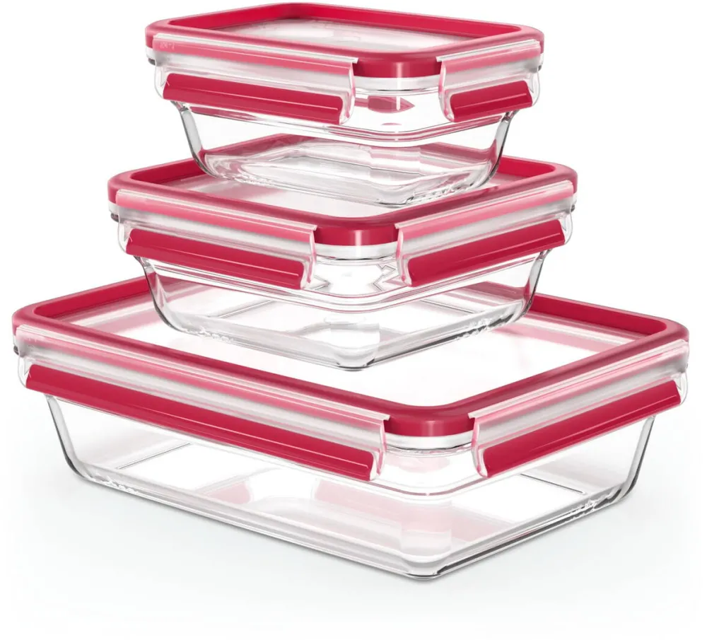 Emsa Clip&Close Glass Food Storage Box 3 pieces