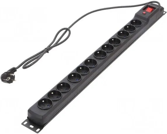 Armac Surge M12 / 16A Rack 19 '' black 1.5m (12 slots)