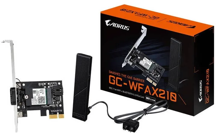Placa de Retea GIGABYTE Wireless GC-WFAX210, Wi-Fi 6E, Bluetooth 5.2, PCIe