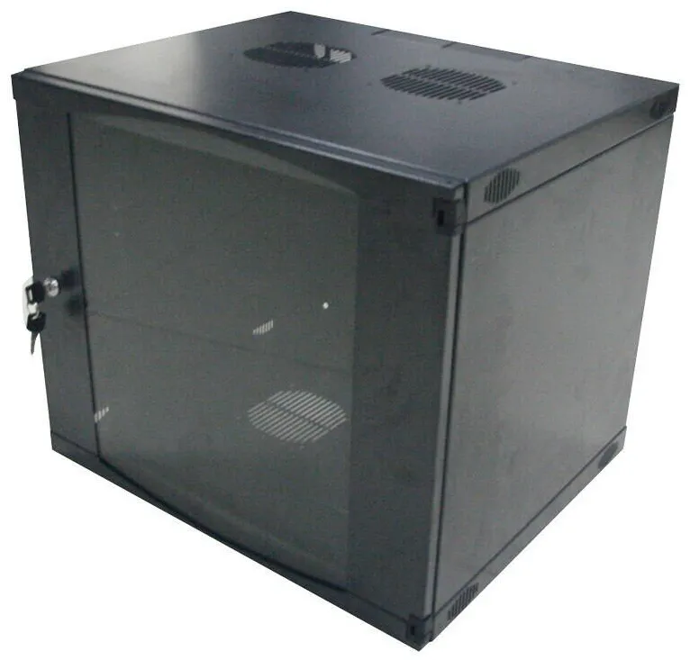 Rack Logilink CABINET 19" LOGILINK 6U 540x450 mm, fixare pe perete, Flatpack (dezasamblat), Black, usa sticla cu blocare, otel 1.2m