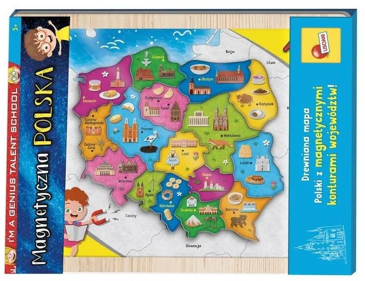 Jucarie Educationala Lisciani Harta magnetica a Poloniei, Lisciani, joc educativ, 30x45cm