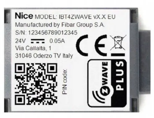 Nice Interfata NICE IBT4ZWAVE, 24V, 868MHz, 37x28x21mm