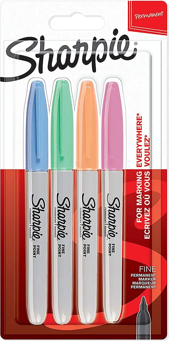 Sharpie Sharpie 2065402 marker permanent Varf din fibra Albastru, Verde, Portocaliu, Roz 4 buc(e)