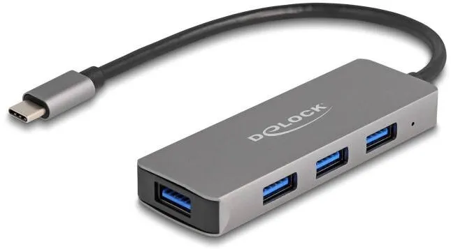 Hub USB DELOCK Hub, Delock, USB-C, 4 porturi, Gri