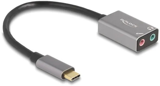 Hub USB DELOCK Placa de sunet externa, DELOCK, 67071, 2x 3.5 mm, USB-C, gri