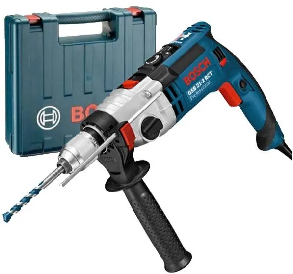 BOSCH GSB 21-2 RCT - Masina de gaurit cu percutie, 1300 W, mandrina rapida, 13 mm, protectie suprasarcina, turatie constanta, turatie reglabila, valiza plastic
