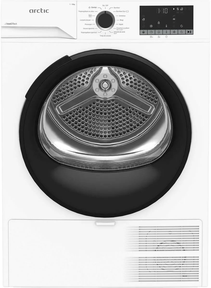ARCTIC Uscator de rufe A2T20233W, pompa de caldura, 10 kg, 15 programe, Improspatare cu abur, clasa D, Alb