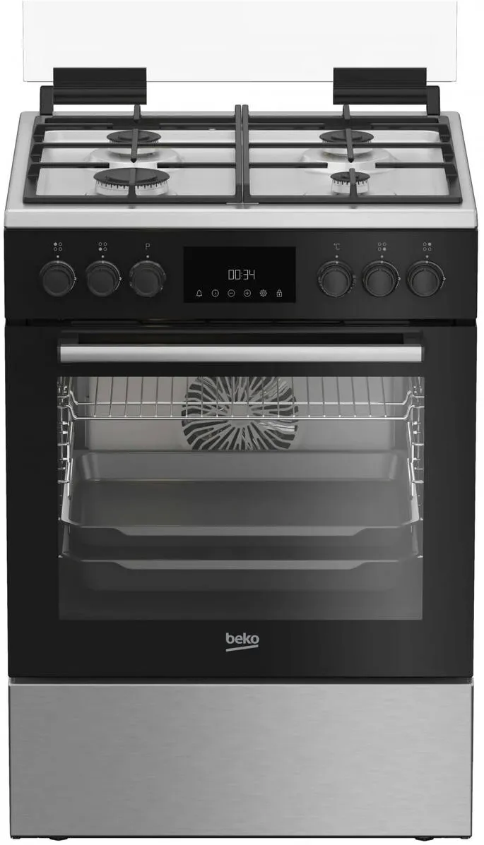 Aragaz FBSM62530DXMS, Mixt, 4 arzatoare, Aprindere electrica integrata, Gratare din fonta, Autocuratare catalitica, Grill, Gatire 3D, Timer, LED, 60 cm, Inox