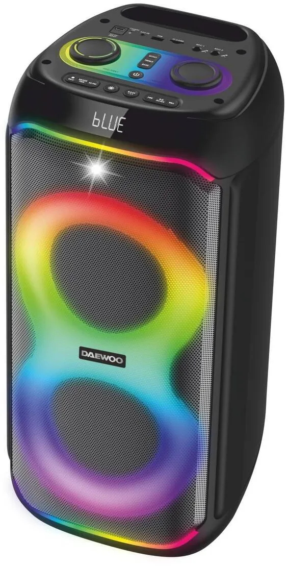 DAEWOO Boxa Portabila DPS60, 60W RMS, Microfon Wireless, Lumini LED, Negru