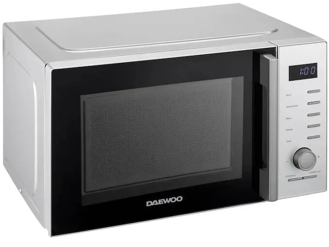 Cuptor cu Microunde DAEWOO KOR-25RBS, 25 L, 850 W, control digital, 5 niveluri putere, 8 programe presetate, display LED alb, farfurie 28, 5 cm, Argintiu