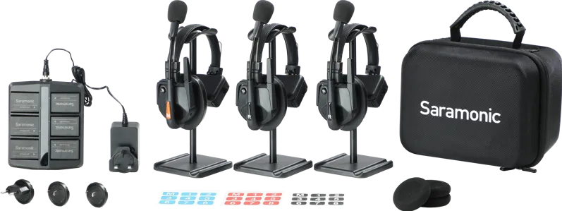 SARAMONIC WiTalk9 WT3S 3-Person Full-Duplex 1.9GHz Wireless Headset Intercom System w/ carry case