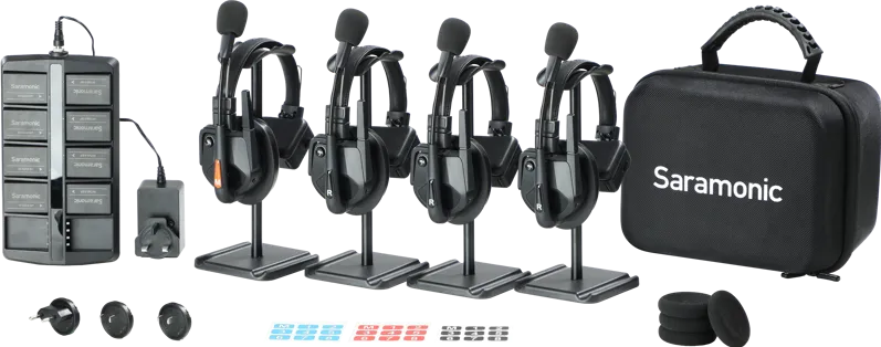 SARAMONIC WiTalk9 WT4S 4-Person Full-Duplex 1.9GHz Wireless Headset Intercom System w/ carry case