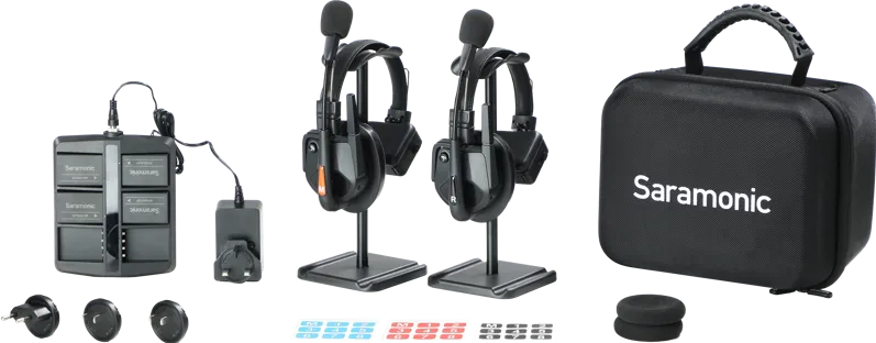 SARAMONIC WiTalk9 WT2S 2-Person Full-Duplex 1.9GHz Wireless Headset Intercom System w/ carry case