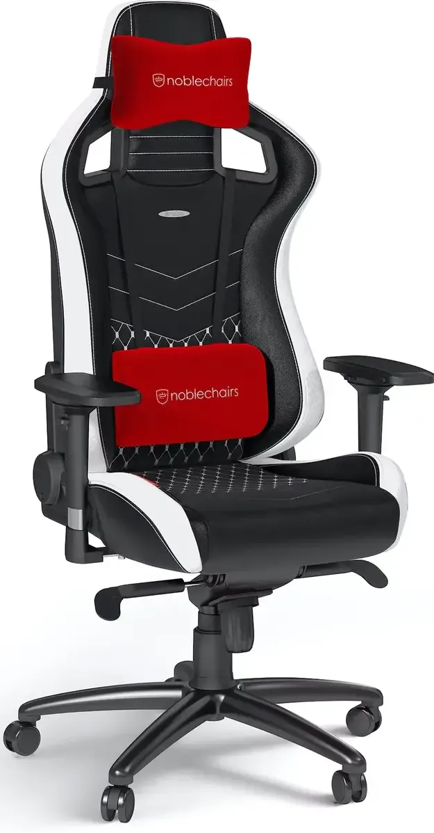Scaun Gaming Noblechairs EPIC Real Leather - black/white/red