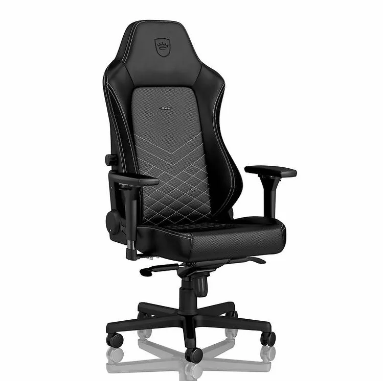 Scaun gaming Noblechairs Hero din piele PU, negru/alb platinum