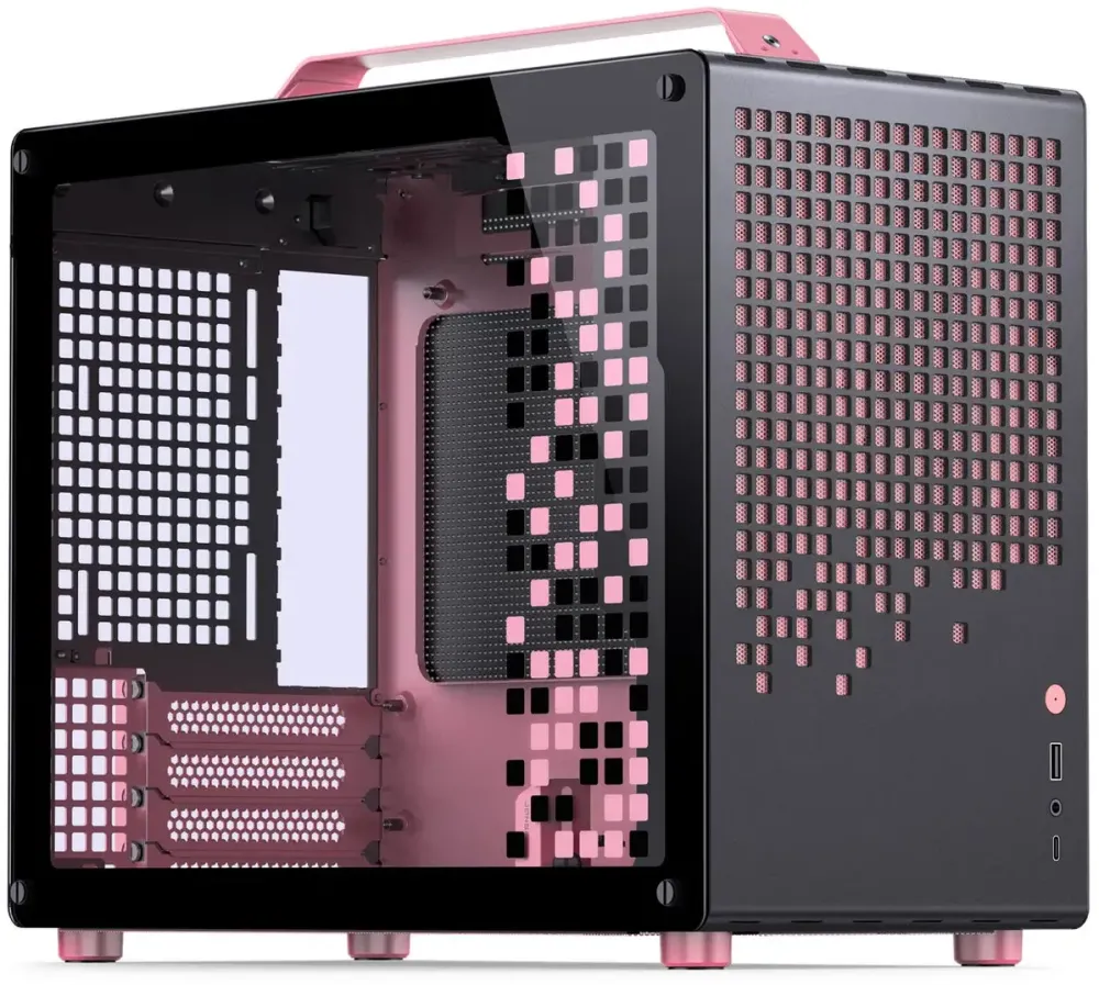 Carcasa PC Jonsplus Z20 Micro-ATX, mit Tragegriff - negru/Roz