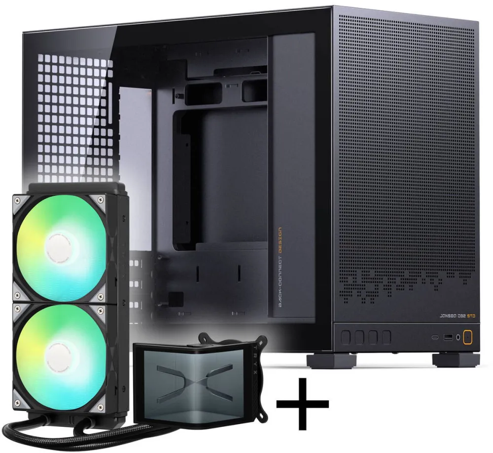 Carcasa PC King Kits D32 STD + TRYX PANORAMA SE Racire completa cu apa, ARGB - 240mm, neagra