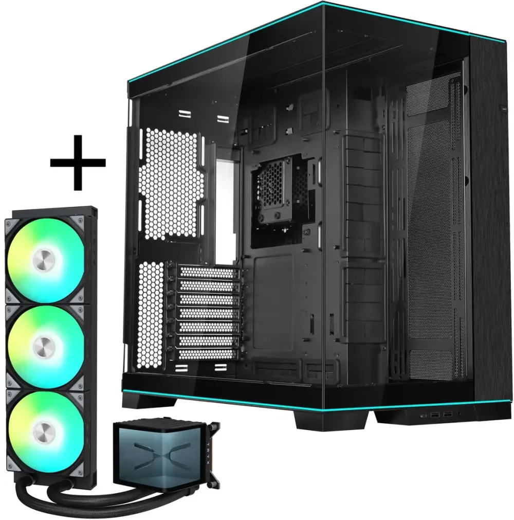 Carcasa PC King Kits O11D EVO RGB + TRYX PANORAMA ARGB Racire completa cu apa - negru, 360 mm