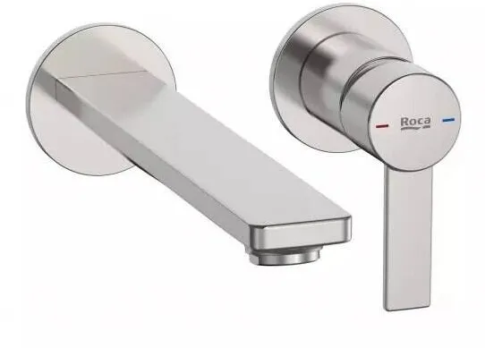 Roca Baterie lavoar Targa A5A355FSM0, montare pe perete, 201 mm, necesita valva, mat, Otel satinat