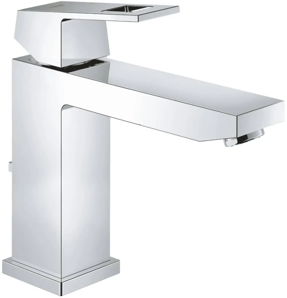 Grohe Baterie lavoar Eurocube, monocomanda, 1/2'', cartus ceramic, limitator temperatura, set evacuare cu tija, marimea M, Crom