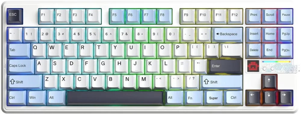 Tastatura AULA AULA Gasket F87 Pro V2 Glacier Blue Star Vector RGB Keyboard