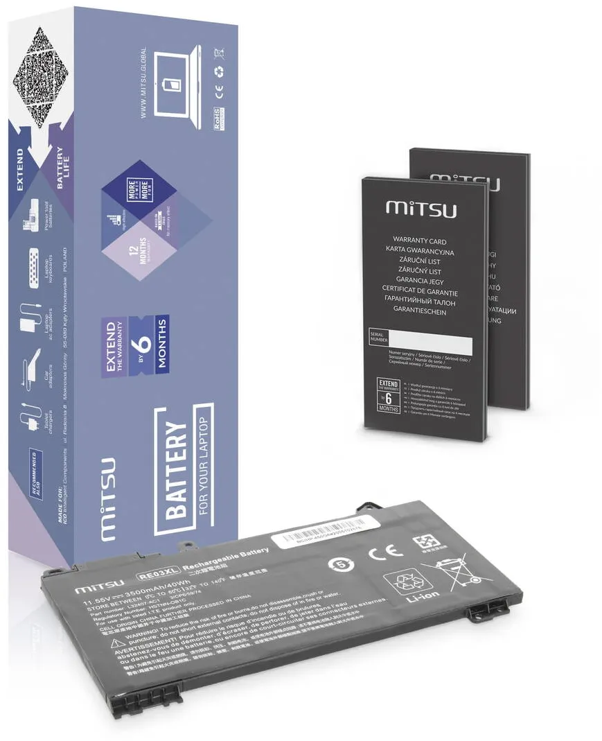 Acumulator Laptop MITSU 3500 mAh, 11.55V, 3 celule Li-ion, compatibila cu HP Probook 430 G6, 450 G6