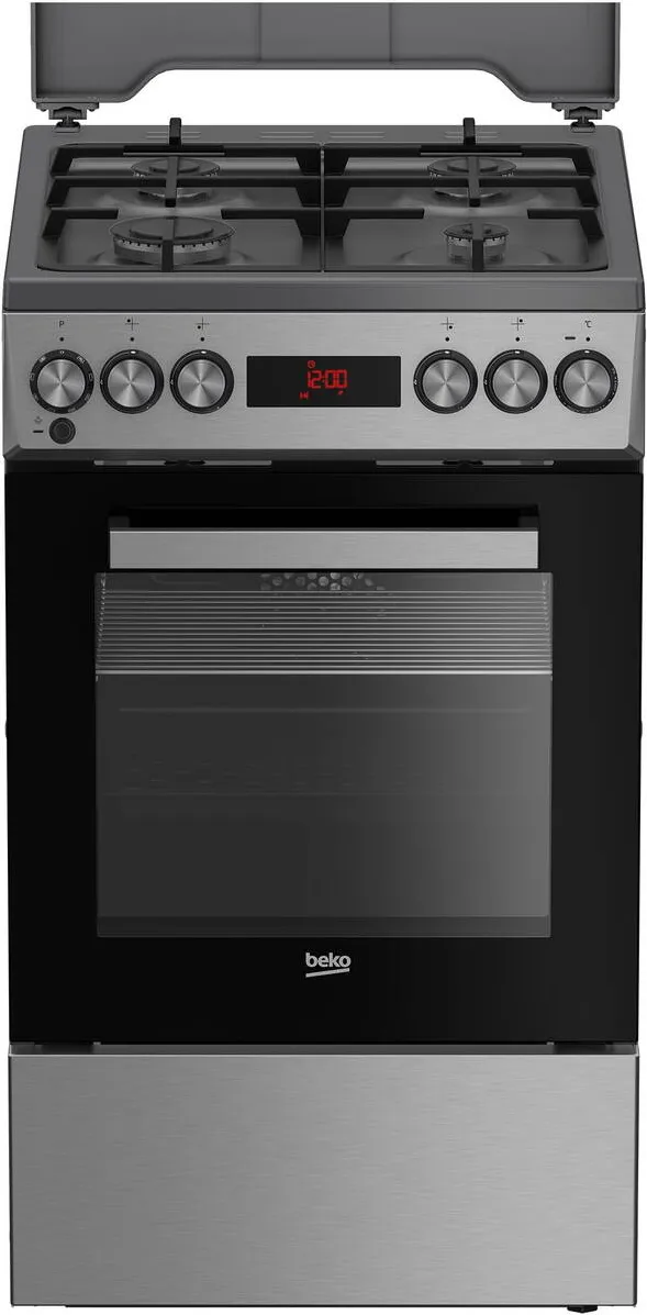 Aragaz FSM52331TXDS, Mixt, 4 arzatoare, 3D cooking, Cuptor electric, High-Efficiency Gas Burner. Gatire asistata de abur, SteamShine Cleaning, 8 functii, 50 cm, Clasa A, Inox