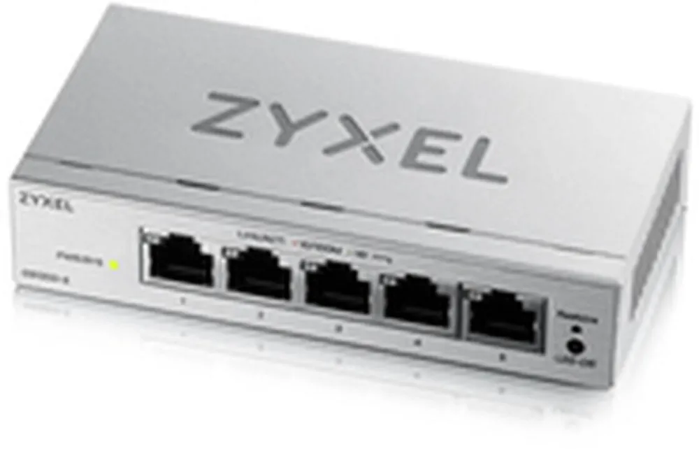 Switch ZyXEL Switch ZyXEL GS1200-5V3-EU0101F, 5 porturi RJ45 Gigabit, alimentare 100-240V, cu indicator LED, Gri, 1 buc